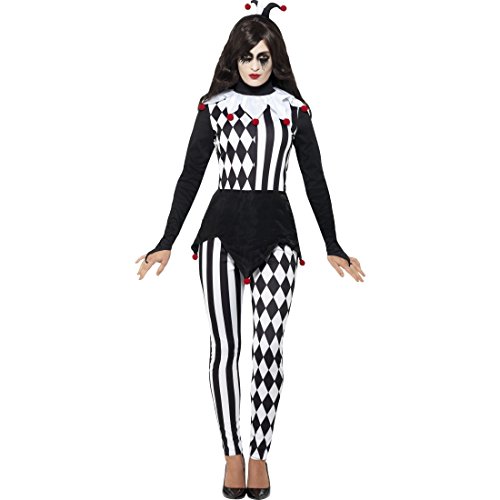 NET TOYS Harlekin Kostüm Damen Pierrot Damenkostüm M (38/40) Halloween Narrenkostüm Frauen Karnevalskostüm Hofnarr von NET TOYS