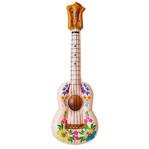 NET TOYS Hawaii Ukelele Luftgitarre Aufblasbare Hula Gitarre bunt 70er Jahre Gummigitarre Strand Aufblasgitarre Party Luft Gitarre Inflatable Beach Guitar von NET TOYS