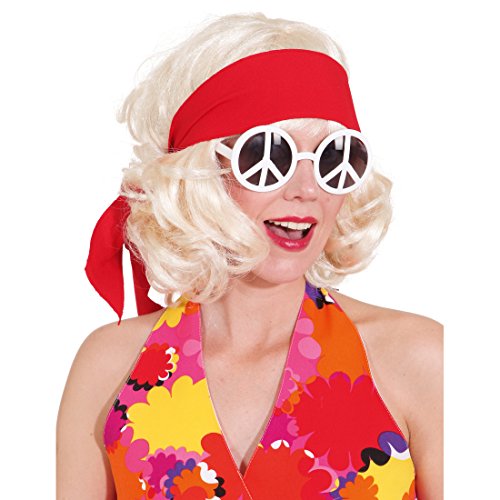 NET TOYS Hippie Haarband 70er Jahre Stirnband rot Flower Power Kopfband 60er Jahre Haar Band Peace Haarschmuck Fasching Mottoparty Kopfschmuck Karnevalskostüme Accessoires von NET TOYS