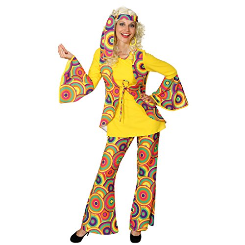 NET TOYS Hippie Kostüm Hippiekostüm Damen L 42/44 70er Jahre Anzug Flower Power Damenkostüm 60er Jahre Damenanzug Peace Faschingskostüm Woodstock Karneval Kostüme bunt von NET TOYS