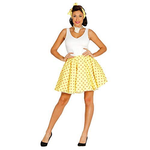 NET TOYS Hübsches 50er Jahre Rockabilly Kostüm Set - Gelb-Orange L (42/44) - Aufregendes Damen-Outfit Vintage Rock mit Polka Dots Haarband - Bestens geeignet für Karneval & Mottoparty von NET TOYS