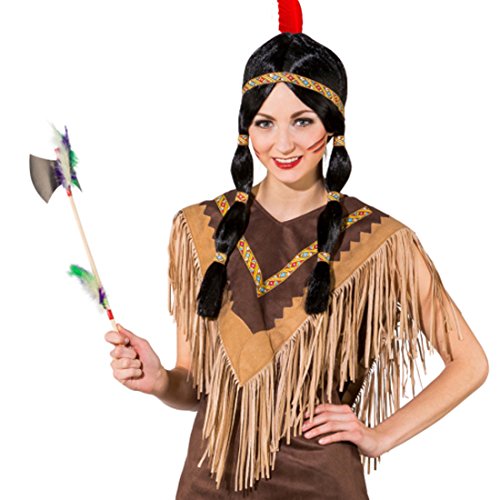 NET TOYS Indianer Poncho Umhang Indianerin Schulterumhang Squaw Pocahontas Cape mit Fransen von NET TOYS