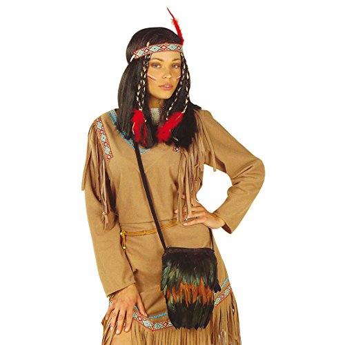 NET TOYS Indianer Tasche mit Federn Indianerin Handtasche Pocahontas Umhängetasche Indianerschmuck Beuteltasche von NET TOYS