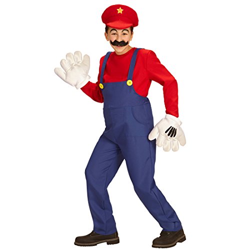 NET TOYS Kinder Super Mario Kostüm Faschingskostüm Klempner 116, 4-5 Jahre Ganzkörperkostüm Super Mario Brothers Superhelden Kinderkostüm von NET TOYS