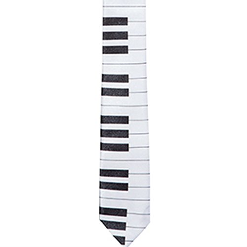 NET TOYS Klavier Krawatte Musik Schlips Satin Piano Binder Klaviertasten Herrenkrawatte Musiker Damenkrawatte Rockstar Kostüm Zubehör Karnevalskostüme Accessoires von NET TOYS