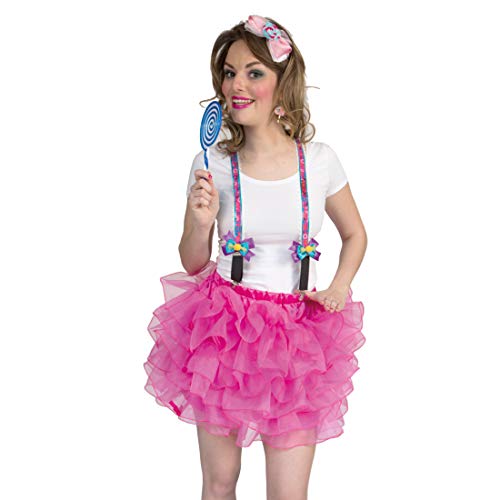 NET TOYS Lustige Retro Hosenträger Candy-Girl - Originelles Damen-Kostüm-Zubehör Bundhalter Lollipop - EIN Blickfang für Mottoparty & Karneval von NET TOYS