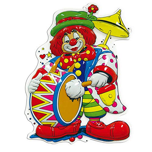 NET TOYS Lustige Wanddeko Clown mit Trommel 60 cm - Originelle Party-Dekoration Harlekin Raumdeko - Genau richtig für Fasching & Karneval von NET TOYS