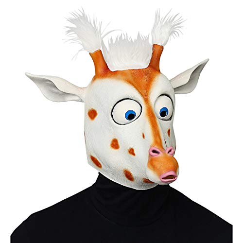 NET TOYS Maske Crazy Giraffe mit großen Augen | Weiß-Braun | Witziges Unisex-Kostüm-Zubehör Tiermaske Erwachsene | Perfekt geeignet für Mottoparty & Fasching von NET TOYS