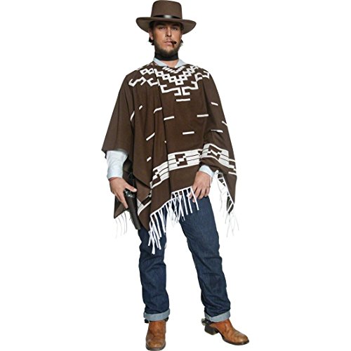 NET TOYS Mexikaner Poncho - Mexiko Cape Western Umhang - braun M 48/50 von NET TOYS