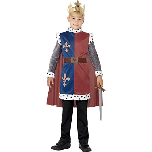 NET TOYS Mittelalter Prinz Kostüm Kinderkostüm König Arthur mit Krone L 10-12 Jahre 140-158 cm Adeliger Ritter Königssohn Verkleidung Märchenprinz Tunika mit Umhang Karnevalskostüm Jungen von NET TOYS