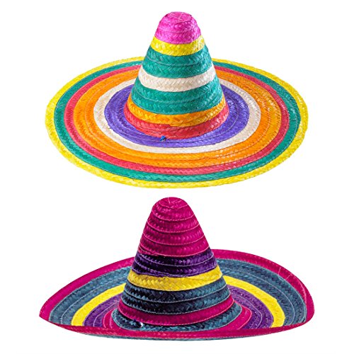 NET TOYS Multicolor Sombrero Hut Mexikaner Sombreros Strohhut Sommerhut Partyhut Fasching Karneval Mexiko von NET TOYS