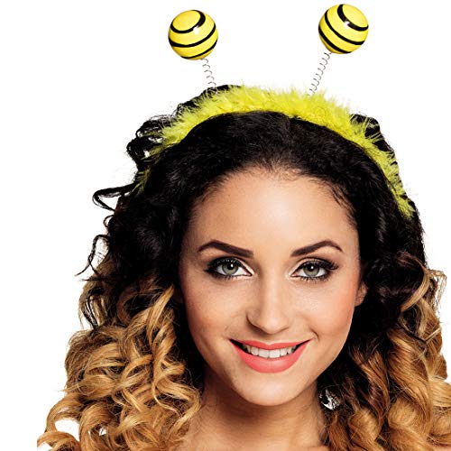 NET TOYS Niedlicher Haarreif Biene für Erwachsene - Gelb-Schwarz - Tierische Damen-Kopfbedeckung Tiara mit Fühlern und Plüsch - Genau richtig für Mottoparty & Karneval von NET TOYS