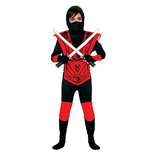 NET TOYS Ninja Kinderkostüm Kostüm Ninjakrieger S 110/116 5 6 Jahre Outfit Japanischer Kämpfer Kung Fu Faschingskostüm Samurai Karnevalskostüm Kinder Mottoparty Asien von NET TOYS