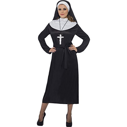 NET TOYS Nonnen Kostüm Nonnenkleid Schwarz S 36/38 Nonnen Gewand Nonnenkostüm Nonne Kostüm Ordensschwester Kirche Damenkostüm von NET TOYS