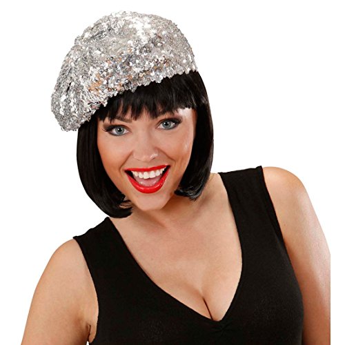 NET TOYS Pailletten Mütze Party Baskenmütze Silber Glitzer Faschingsmütze Disco Hut Kappe Schlager Paillettenmütze Karneval Kostüm Zubehör von NET TOYS