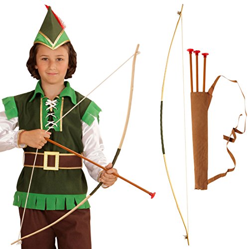 NET TOYS Pfeil und Bogen für Kinder Robin Hood Set Kinderbogen mit Köcher Indianer Pfeilbogen Bogenschießen Bogenschütze Kostüm Zubehör von NET TOYS