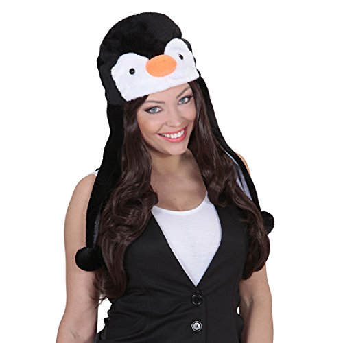 NET TOYS Pinguin Tiermütze Plüsch Wintermütze schwarz-weiß Pinguinmütze Vogel Plüschmütze Tierhut Pinguinhut Tier Bommelmütze Antarktis von NET TOYS