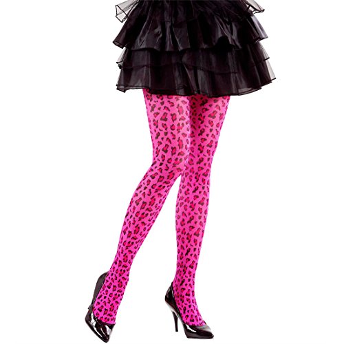 NET TOYS Pinke Leopard Strumpfhose Leopardenstrumpfhose pink Leo Strumpfhose Leopard Nylon Damenstrumpfhose Fasching Karneval von NET TOYS