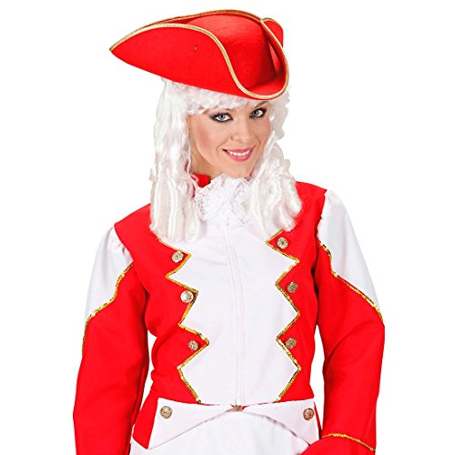 NET TOYS Piratenhut Funken Dreispitz Hut rot Tänzerin Karnevalshut Uniform Kopfbedeckung Funkenmariechen Gardehut Offizier Filzhut Barock Rokoko Kostüm Accessoire von NET TOYS