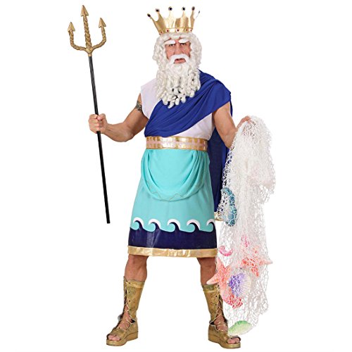 NET TOYS Poseidon Kostüm Neptun blau L 50/52 Griechischer Gott Kostüm Meeresgott Neptunkostüm von NET TOYS