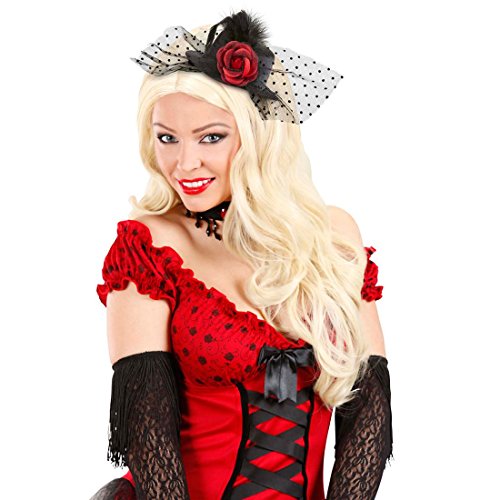 NET TOYS Rose Mini Zylinder Kleiner Gothic Hut Can-Can Minizylinder Saloon Girl Fascinator Schwarzer Burlesque Minihut Tänzerin Kostüm Zubehör von NET TOYS