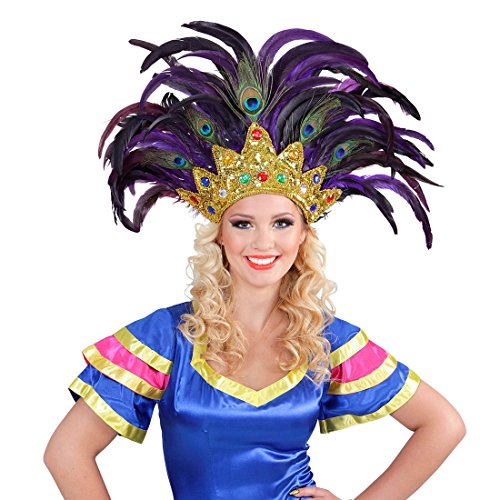 NET TOYS Samba Kopfschmuck Federschmuck Rio Bahia Federkopfschmuck Brasilien Feder Kopf Schmuck Burlesque Haarband Kostüm Accessoires von NET TOYS