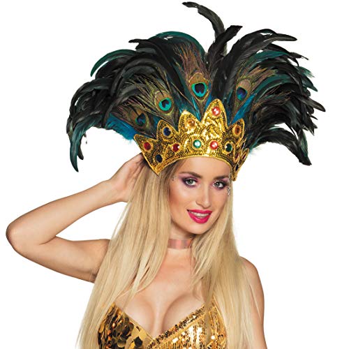 NET TOYS Samba-Kopfschmuck mit Pfauenfedern | Bunt | Aufregender Damen-Haarschmuck Karneval in Rio geeignet für Fasching & Karneval von NET TOYS