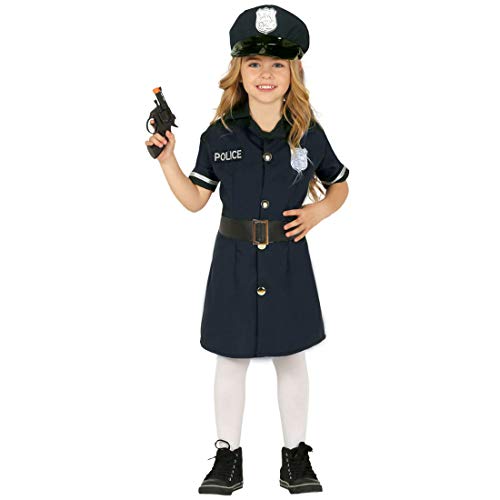 NET TOYS Schönes Polizeikostüm für Mädchen - Blau 5-6 Jahre, 110-115 cm - Originelle Kinder-Verkleidung Polizistin Kostüm Politesse - Perfekt angezogen für Kinder-Fasching & Kostümfest von NET TOYS