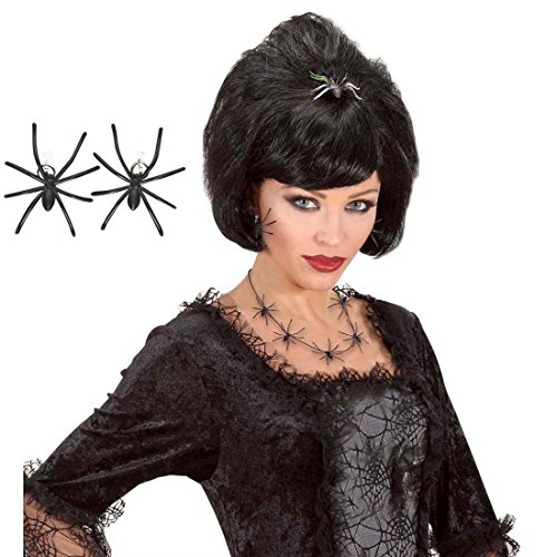 NET TOYS Spinnen Ohrringe Hexen Ohrschmuck Gothic Schmuck Gothic Ohr Clips Schwarze Witwe Halloween Kostüm Accessoire von NET TOYS