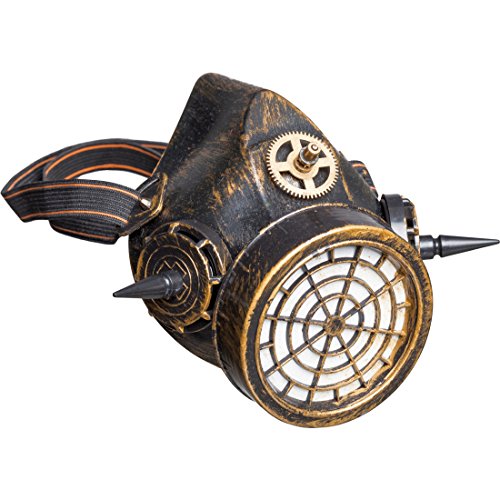 NET TOYS Steampunk Gasmaske Atemschutzmaske bronzefarben Schutzmaske Retro-Futurismus Maske Cyberpunk Style von NET TOYS