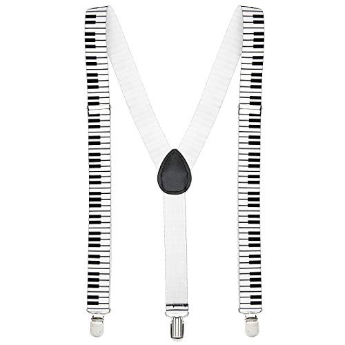 NET TOYS Stylische Klavier-Hosenträger Musiker - Schwarz-Weiß - Originelles Unisex-Accessoire Piano Bundhalter - Wie geschaffen für Mottoparty & Karneval von NET TOYS