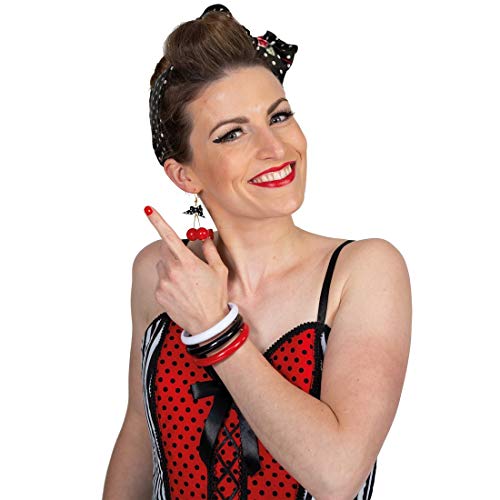 NET TOYS Stylische Rockabilly Armreifen 3 Stück - Schickes Damen-Kostüm-Zubehör 50er Jahre Armschmuck - Genau richtig für Fasching & Mottoparty von NET TOYS