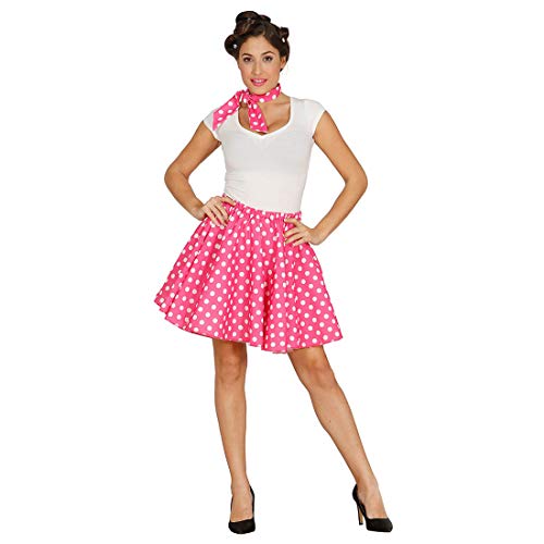 NET TOYS Stylischer Vintage Rock mit Polka Dots Haarband - Rosa-Weiß L (42/44) - Schickes Damen-Outfit 50er Jahre Rockabilly Kostüm Set - Wie geschaffen für Fasching & Mottoparty von NET TOYS