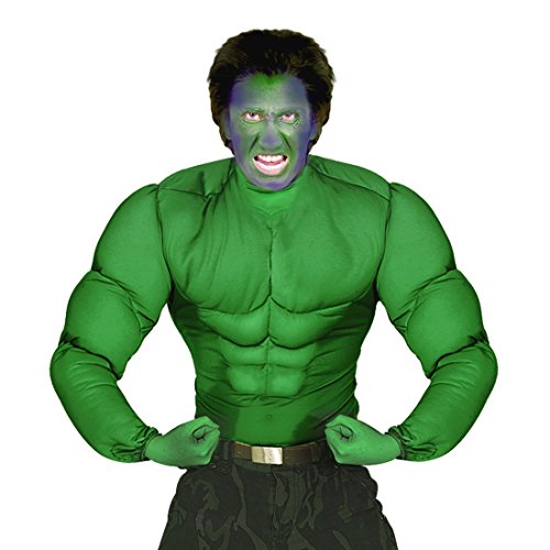 NET TOYS Superhelden Kostüm Hulk Muskelkostüm XL 54 Comic Muskel Shirt grün Superheldenkostüm Sixpack Superheld Verkleidung Halloween Outfit Karnevalskostüme Herren von NET TOYS