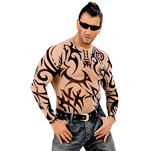 NET TOYS Tattoo Shirt Tribal Sleeves Fasching Kostüm Oberteil Karneval Faschingsoberteil Karnevalsoberteil von NET TOYS