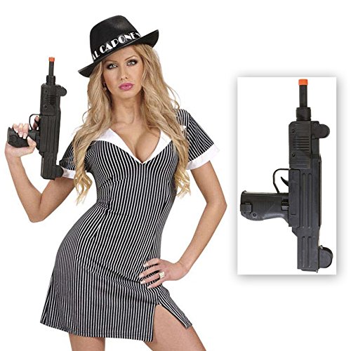 NET TOYS Uzi Spielzeug Pistole mit Sound Gewehr Immitat Spielzeuggewehr Maschinenpistole Attrappe Kostüm Zubehör Soldat Gangster Mafia von NET TOYS