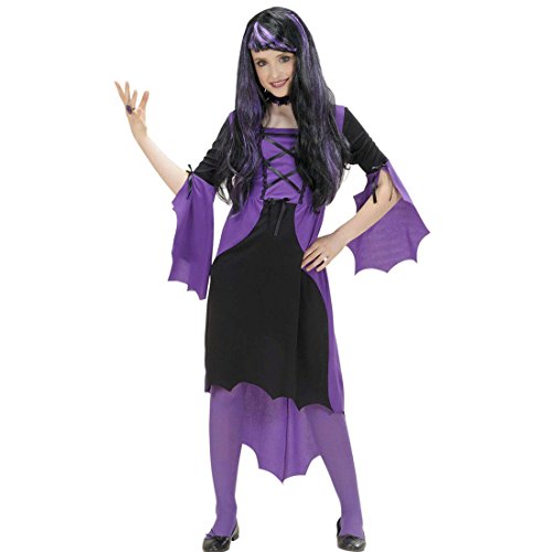 NET TOYS Vampir Kostüm Kinder Hexenkostüm 158cm 11-13 Jahre Hexenkleid Kleid mit Halsband Halloweenkostüm Karnevalskostüme Mädchen von NET TOYS