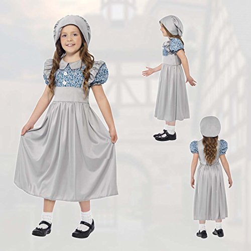 NET TOYS Viktorianisches Kleid Kinderkostüm Schulmädchen L 152/164 9 12 Jahre Historisches Kostüm 19. Jahrhundert Mädchenkostüm Schulkind Faschingskostüm Kleine Lady Mittelalterkostüm Kinder von NET TOYS