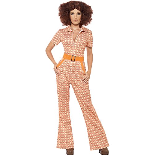 NET TOYS Vintage Jumpsuit 70er Jahre Overall L (42/44) Retro Damenkostüm Siebziger Einteiler Flower Power von NET TOYS