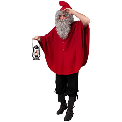 NET TOYS Witziger Märchen-Umhang Zwerg für Männer & Frauen - Rot - Lässiges Unisex-Bekleidung Poncho Gnom - Passend für Fasching & Mottoparty von NET TOYS