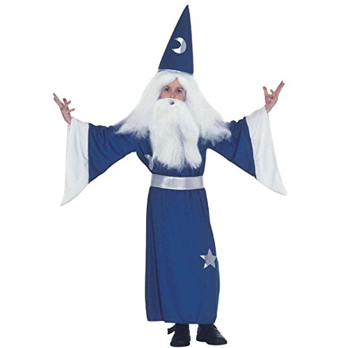 NET TOYS Zauberer Kostüm Gandalf Zaubererkostüm Kinder 128 cm 5-7 Jahre Magier Merlin Zauberkostüm Hexer Zauberumhang Märchen Magierkostüm Kind Märchenkostüm Kindergeburtstag Karnevalskostüme Jungen von NET TOYS