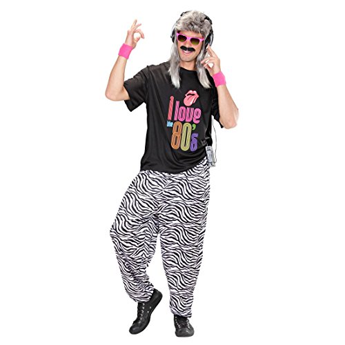 NET TOYS Zebra Jogginghose 80er Jahre Trainingshose XL 54/56 Trainingsanzug Hose 80s Outfit Verkleidung Jogginganzug Bad Tast Kostüm Kleidung von NET TOYS