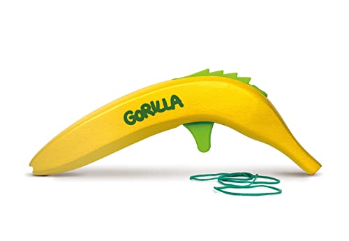 Gorilla - lustige Gummibandpistole in Bananenform. Ungefährlich für Kinder: schießt mit leichten Gummiringen. Mit Zielscheibe und Zackenmagazin für 4 Gummibänder, Bananenpistole von Neue Freunde. von NEUE FREUNDE inventing & producing schnickschnack