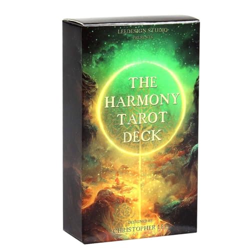 10,3 * 6 cm Das Harmony-Tarot-Deck 78 Tarotkarten mit einzigartigem Design, die durch die Harmonisierung der beiden Welten der KI und der menschlichen Kreativität erstellt wurden The Harmony Tarot von NEUJD