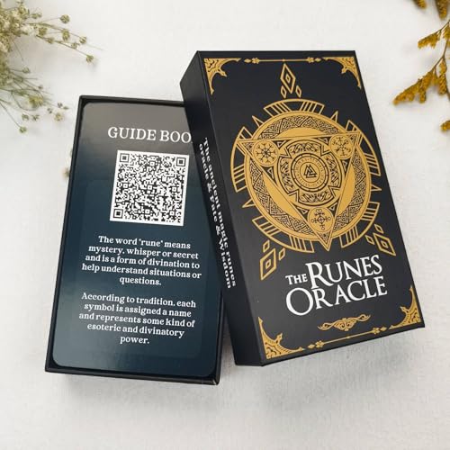 NEUJD 12x7cm Runen-Orakelkarten 48 Stück zweifarbige Versionen Tarot-Deck-Brettspiel Unterhaltungsbrett Familienparty-Spiel The runes oracle von NEUJD