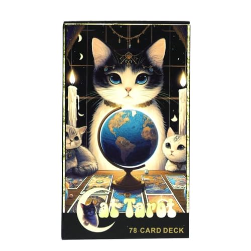 NEUJD Katzen-Tarotkarten, 78 Deck, englische Version, Brettspiele, Karten, Selbstfürsorge für Tarot-Lesungen, lebendiges, einfaches Deck, Wahrsagespiel Cat Tarot von NEUJD