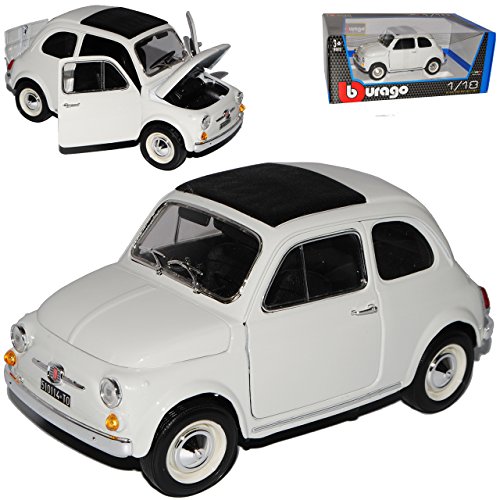 FIAT 500F Nuova Weiss 1957-1977 18-12020 1/16 1/18 Bburago Modell Auto mit individiuellem Wunschkennzeichen von NEW