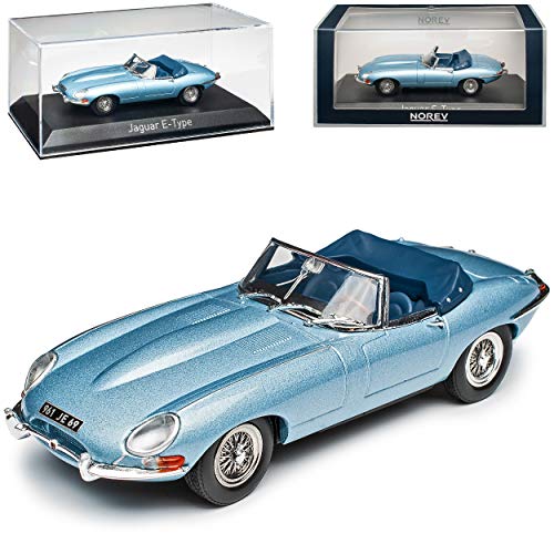 Jaguar E-Type Cabrio Blau Grau Metallic 1961-1974 1/43 Norev Modell Auto mit individiuellem Wunschkennzeichen von NEW