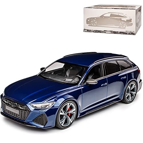 NEW A*U*D*I A6 RS6 C8 Avant Kombi Blau Metallic Modell Ab 2018 1/18 Minichamps Modell Auto mit individiuellem Wunschkennzeichen von NEW