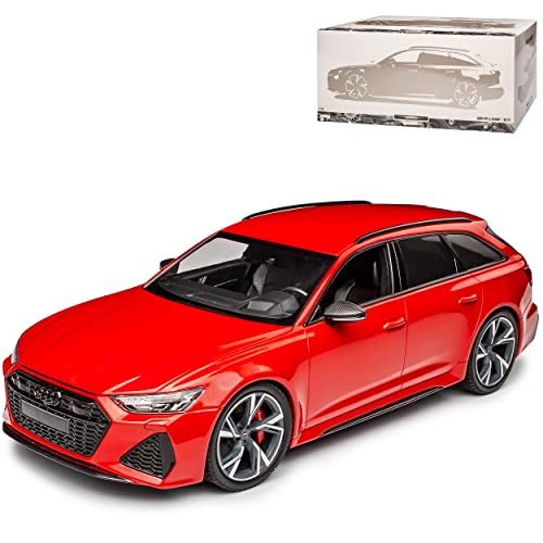 NEW A*U*D*I A6 RS6 C8 Avant Kombi Rot Metallic Modell Ab 2018 1/18 Minichamps Modell Auto mit individiuellem Wunschkennzeichen von NEW